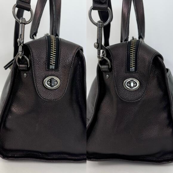 COACH Rhyder Leather Satchel Tote Bag Metallic Two-Tone Bronze Carryall 33739 - Picture 4 of 15